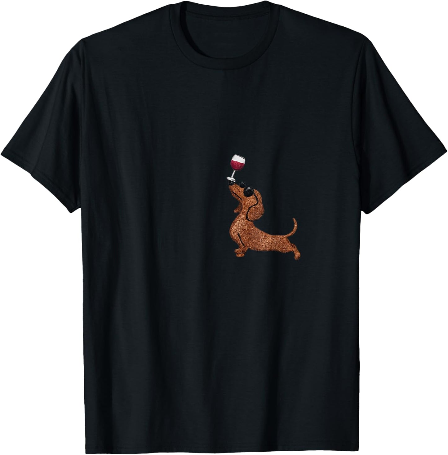 Lustiges Dackel Wein Motiv T-Shirt - T-Shirt | Black