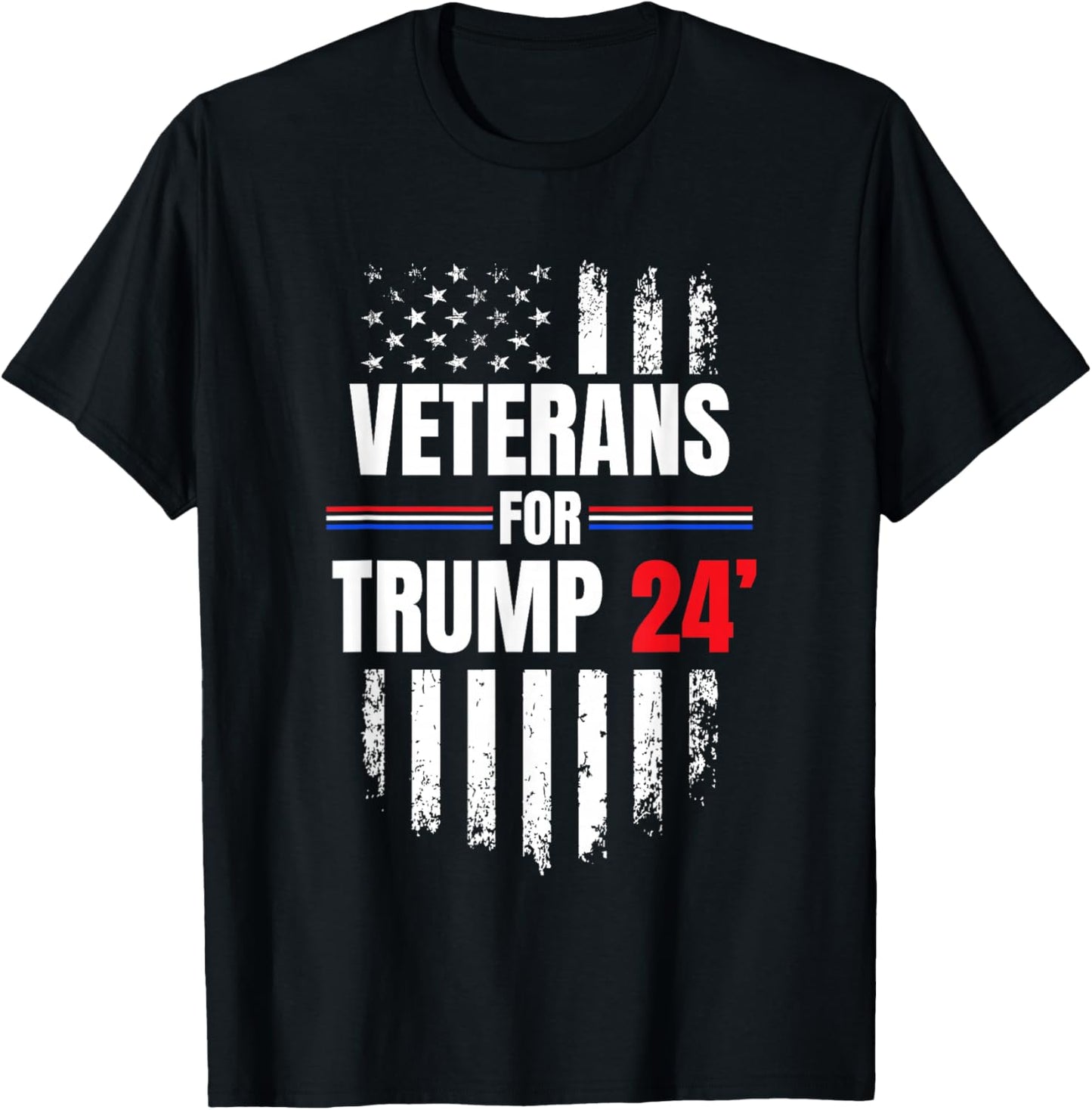 Veterans For Trump 2024 American Flag T-Shirt - T-Shirt | Black