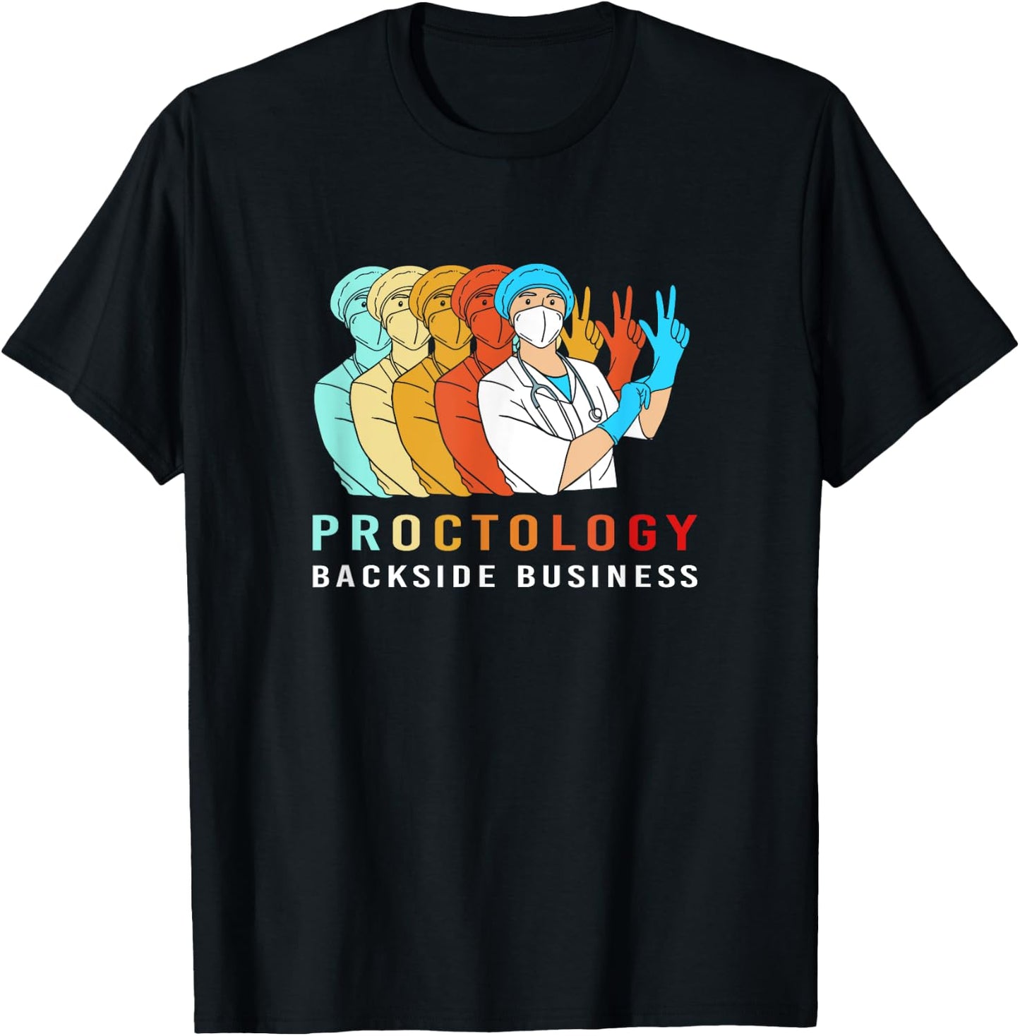 Proctology Backside Business Retro Funny Proctologist T-Shirt - T-Shirt | Black