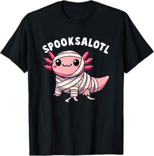 Halloween Axolotl Spooksalotl Funny Axolotl Kids Women Men T-Shirt - T-Shirt | Black