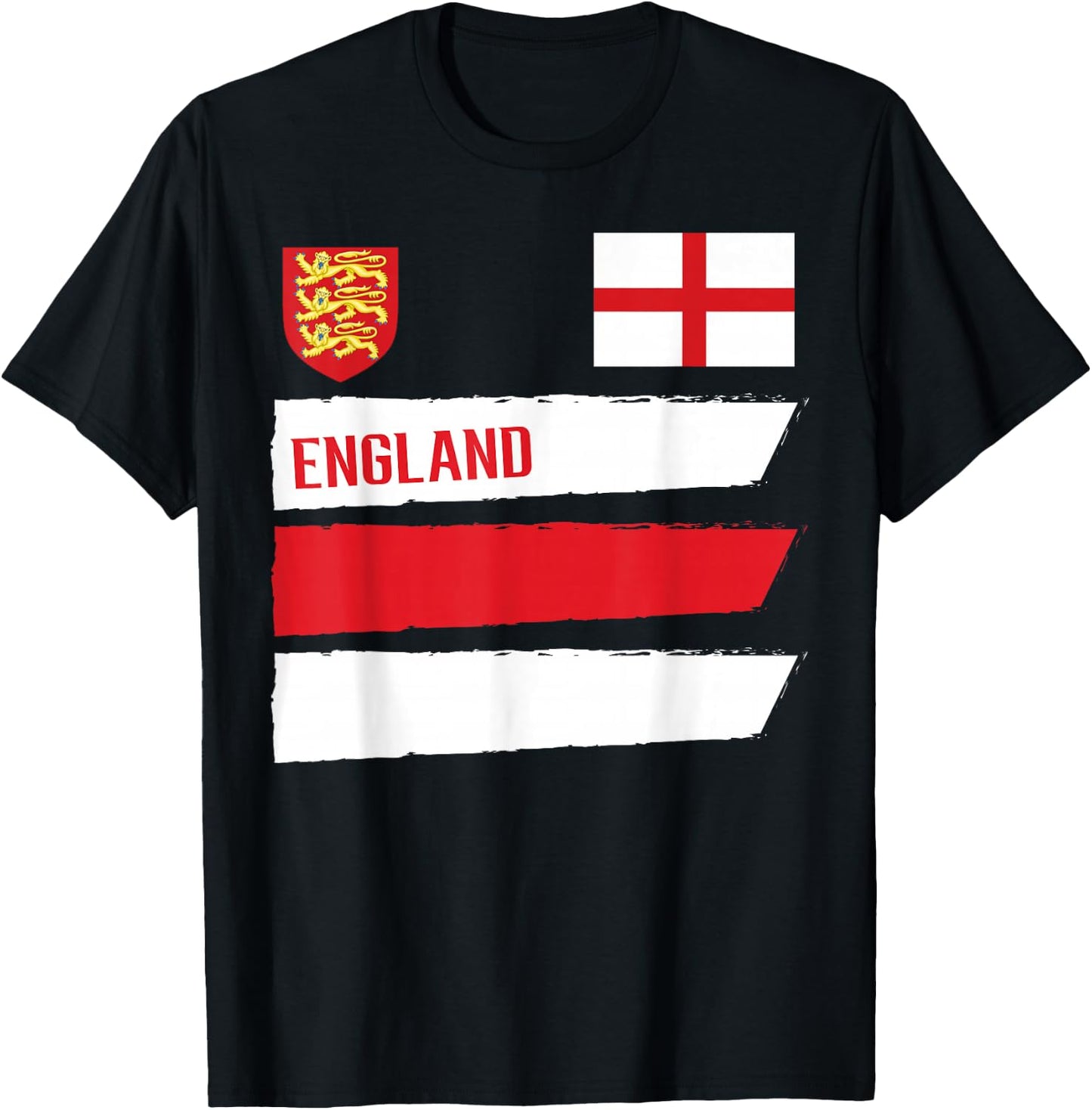 England Flag English Football Soccer Fan Men Women Kids T-Shirt - T-Shirt | Black