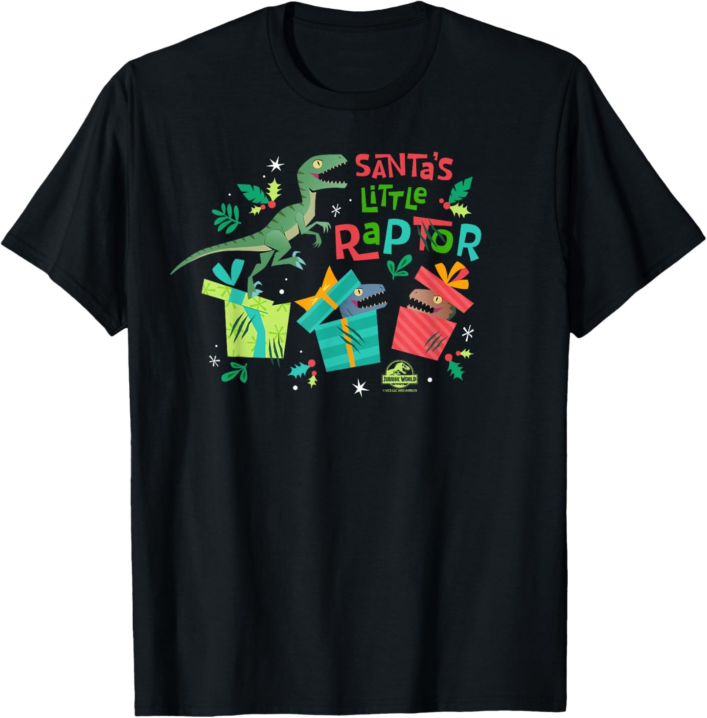 Jurassic World Santa’s Little Raptor T-Shirt - T-Shirt | Black