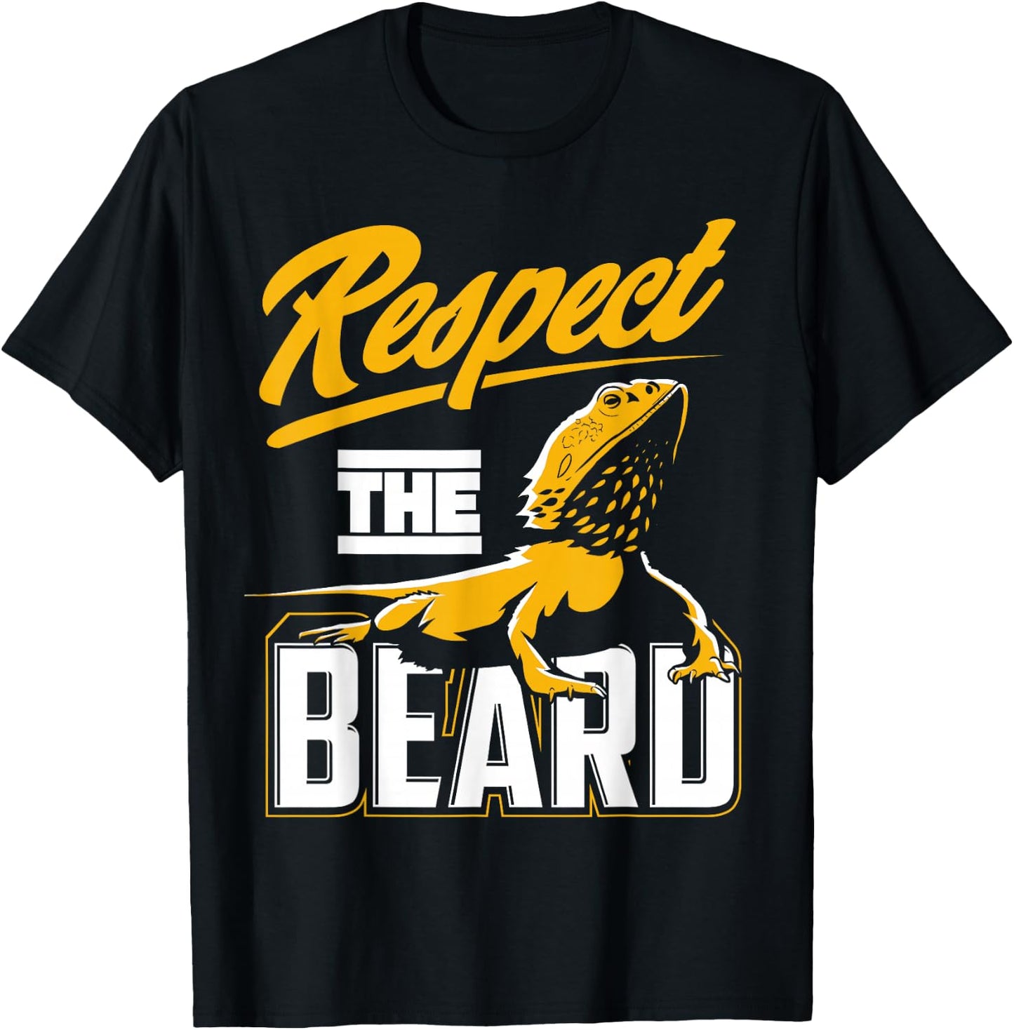 Respect The Beard - Pogona & Bearded Dragon T-Shirt - T-Shirt | Black