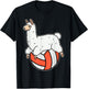 Volleyball Llama Laying and Chilling on Volley Ball T-Shirt - T-Shirt | Black