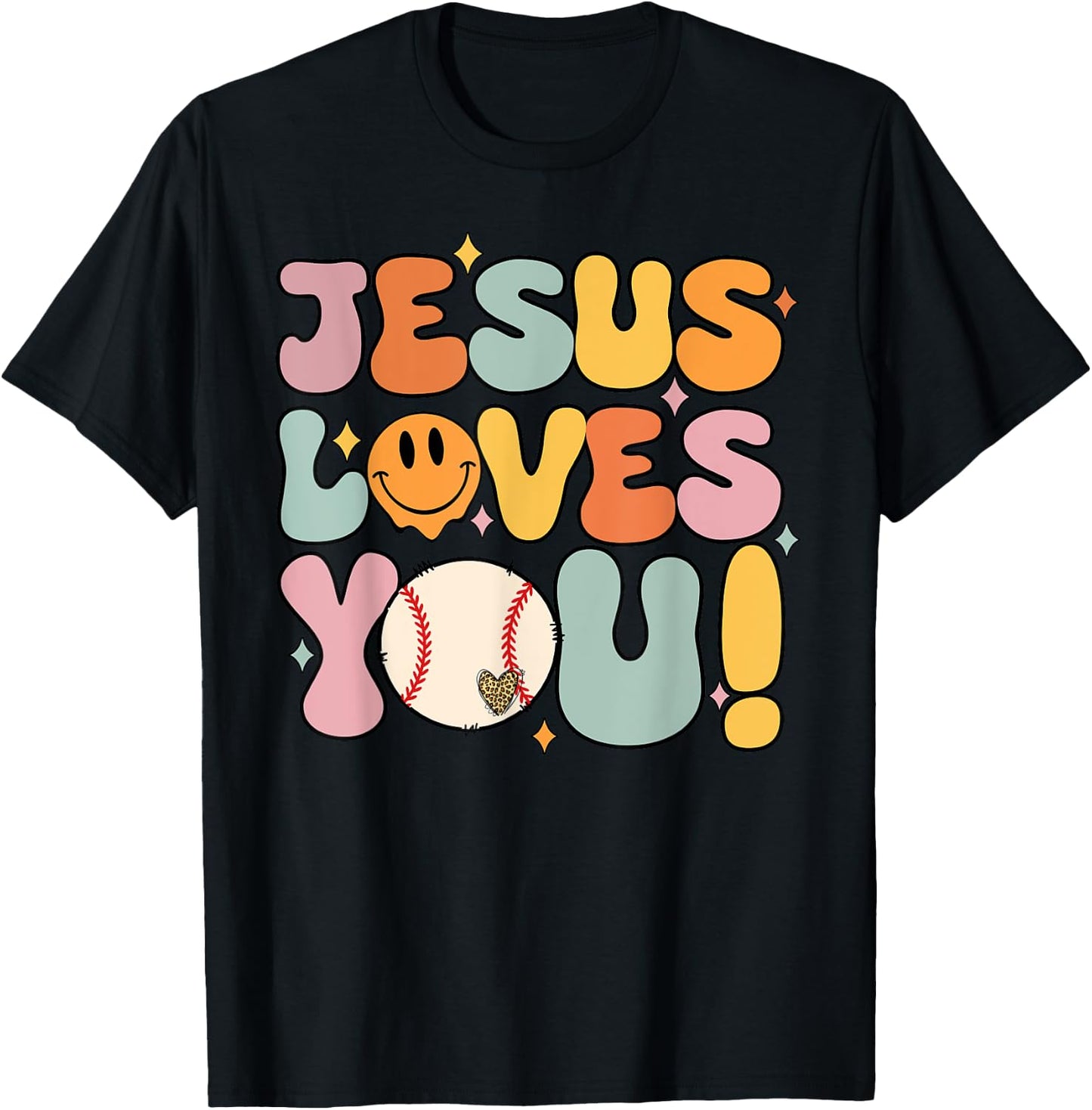 Christian-Shirt Jesus Loves You Baseball Softball Lover T-Shirt - T-Shirt | Black