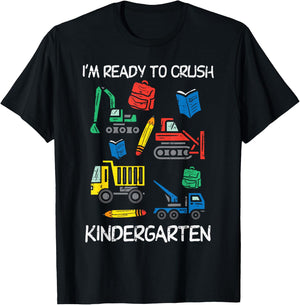 Construction Trucks Im Ready To Crush Kindergarten Boys Kids T-Shirt - T-Shirt | Black