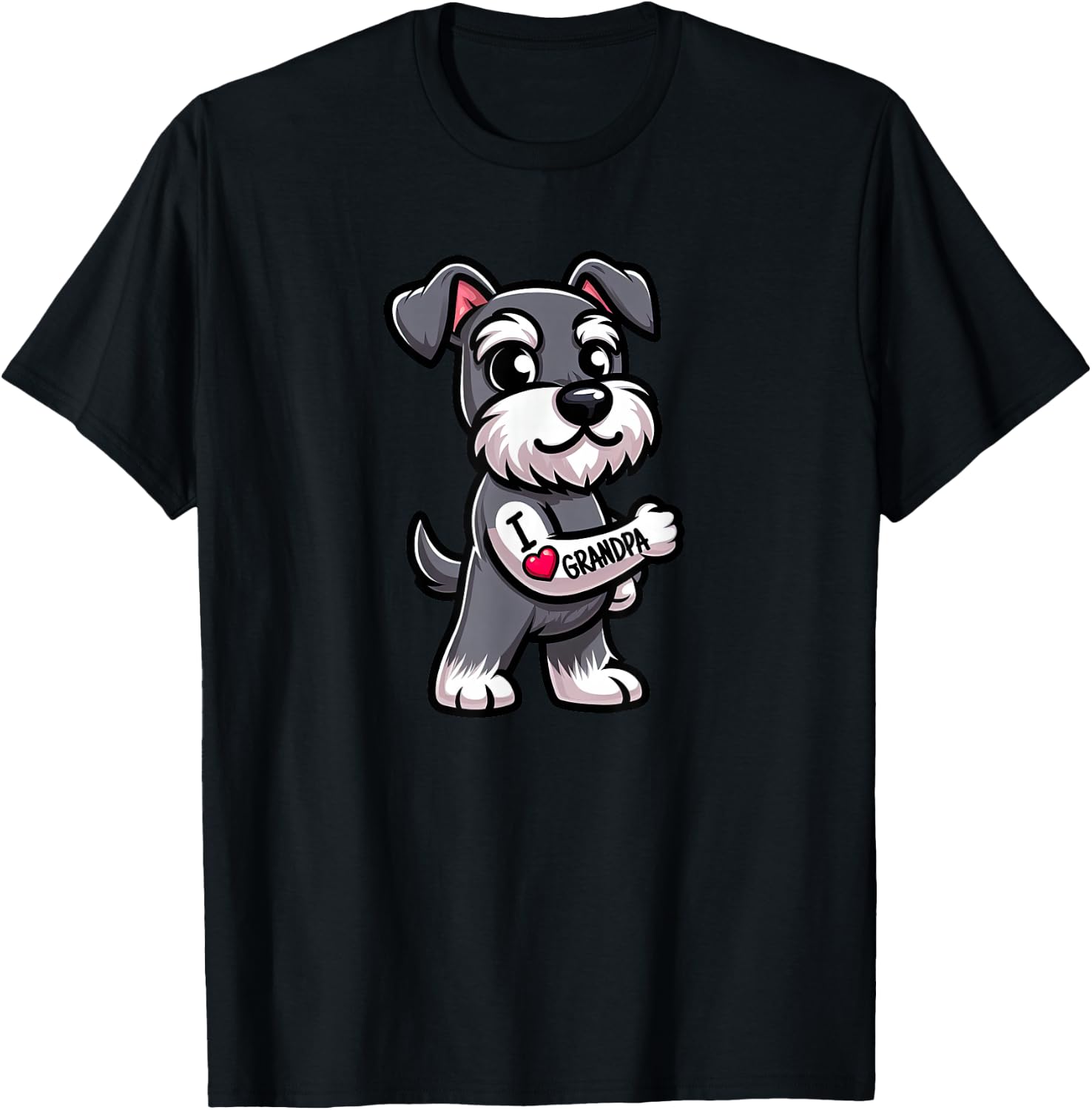 Schnauzer I Love Grandpa Funny Dog Tattoo T-Shirt - T-Shirt | Black