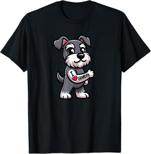 Schnauzer I Love Grandpa Funny Dog Tattoo T-Shirt - T-Shirt | Black