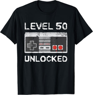Level 50 Unlocked 50th Birthday 50 Years Old T-Shirt - T-Shirt | Black