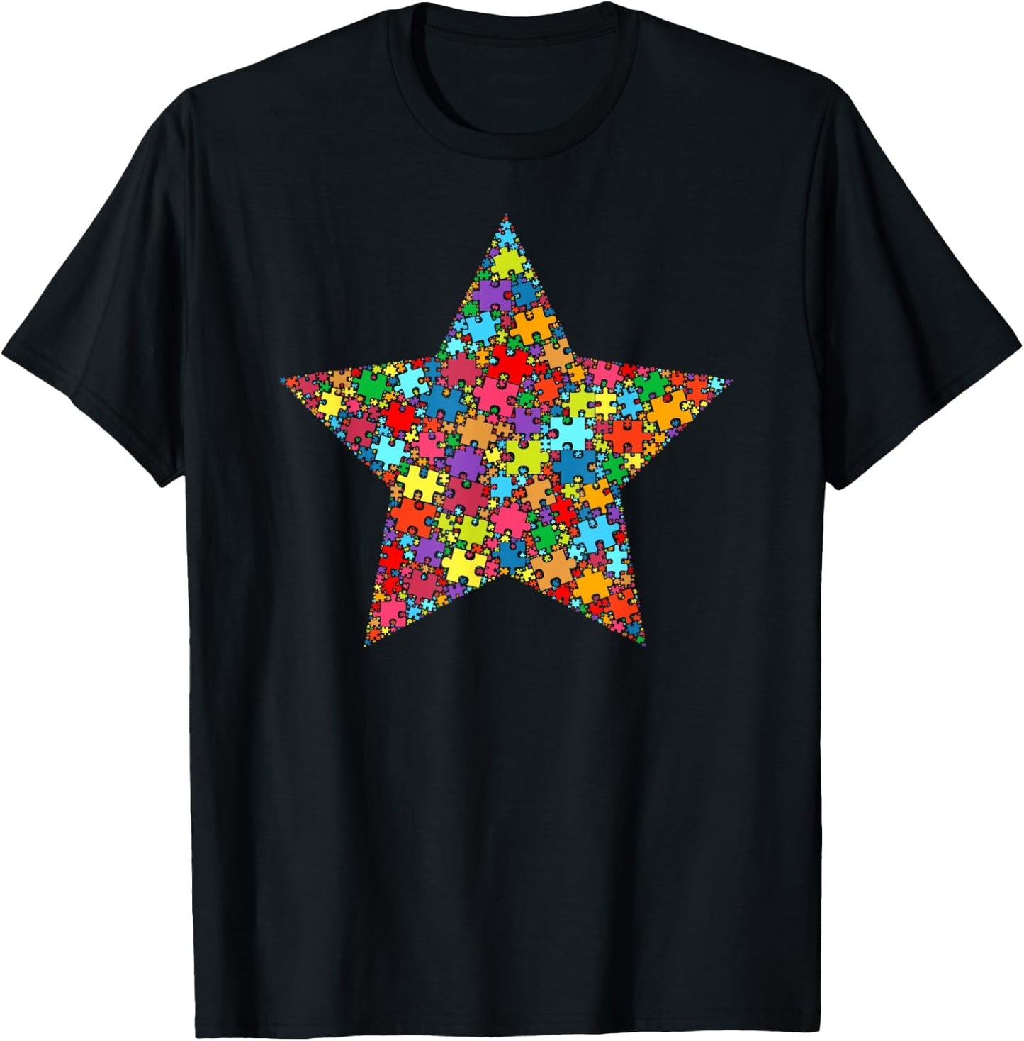 Star Shape Autism Puzzle Men Kids Autism Awareness T-Shirt - T-Shirt | Black