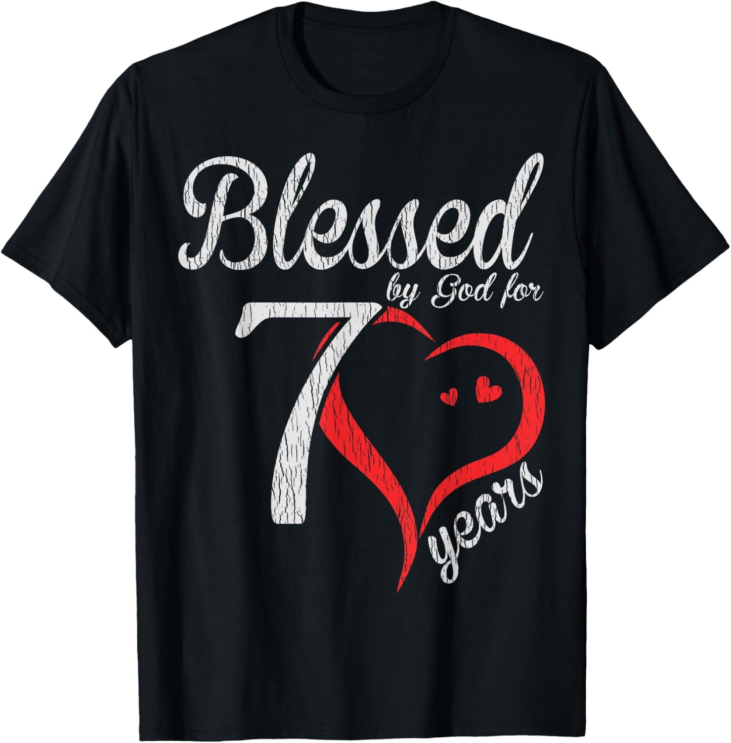Vintage 70th Birthday Blessed By God, Happy Birthday Gift T-Shirt - T-Shirt | Black