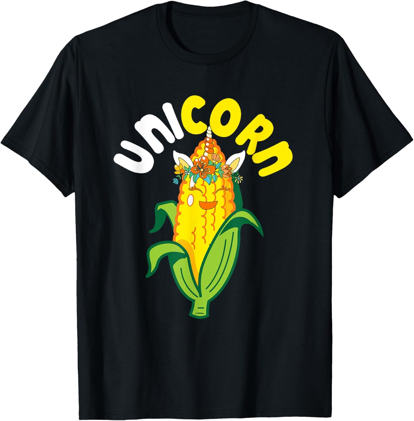 Unicorn Cute Corn Matching Farmer Vegan Lover Kids Toddler T-Shirt - T-Shirt | Black