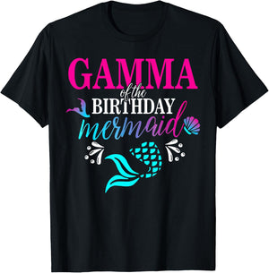 Gamma Of The Birthday Mermaid Family Matching Party Squad T-Shirt - T-Shirt | Black