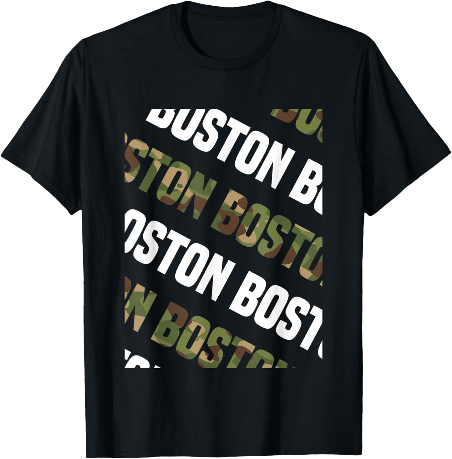 Boston Camo Pattern Green Camouflage T-Shirt - T-Shirt | Black