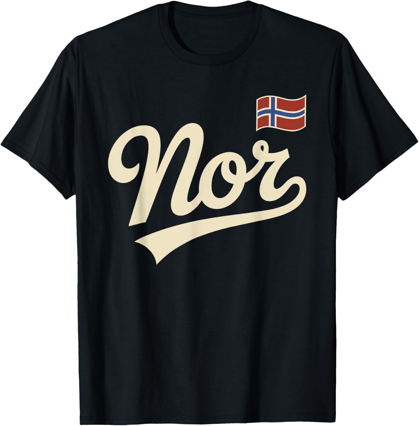 Norway Vintage Script Fan T-Shirt - T-Shirt | Black