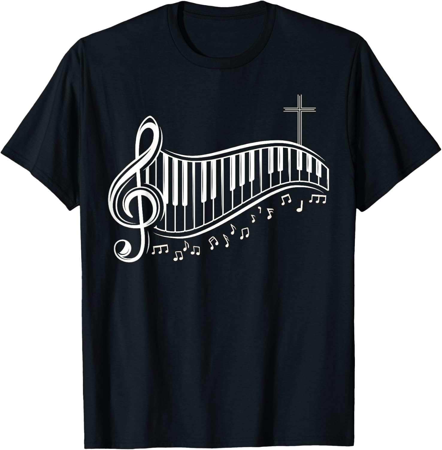Christian Worship Music Choir Piano Pianist Piano Player T-Shirt - T-Shirt | Black