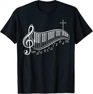 Christian Worship Music Choir Piano Pianist Piano Player T-Shirt - T-Shirt | Black