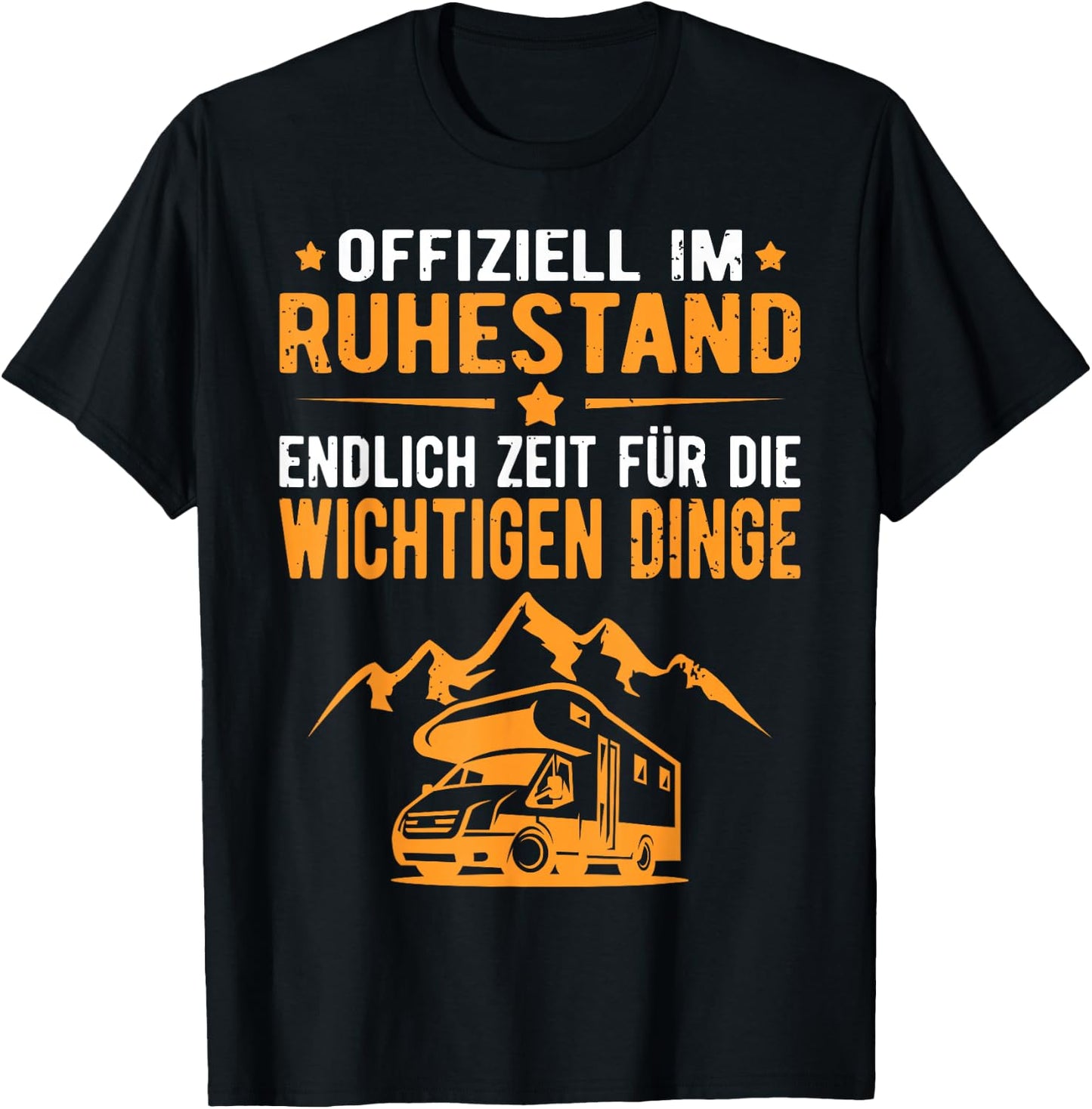 Wohnmobil Wohnwagen Rentner Rente Camper Ruhestand Camping - Schwarz, Klein, , Kurzarm, Polyester 100%, Camping-Novelty , Senioren, Rentner, Camper T-Shirt - T-Shirt | Black