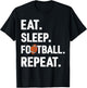 Eat Sleep Football Repeat Vintage Football Player Coach T-Shirt - T-Shirt | Black