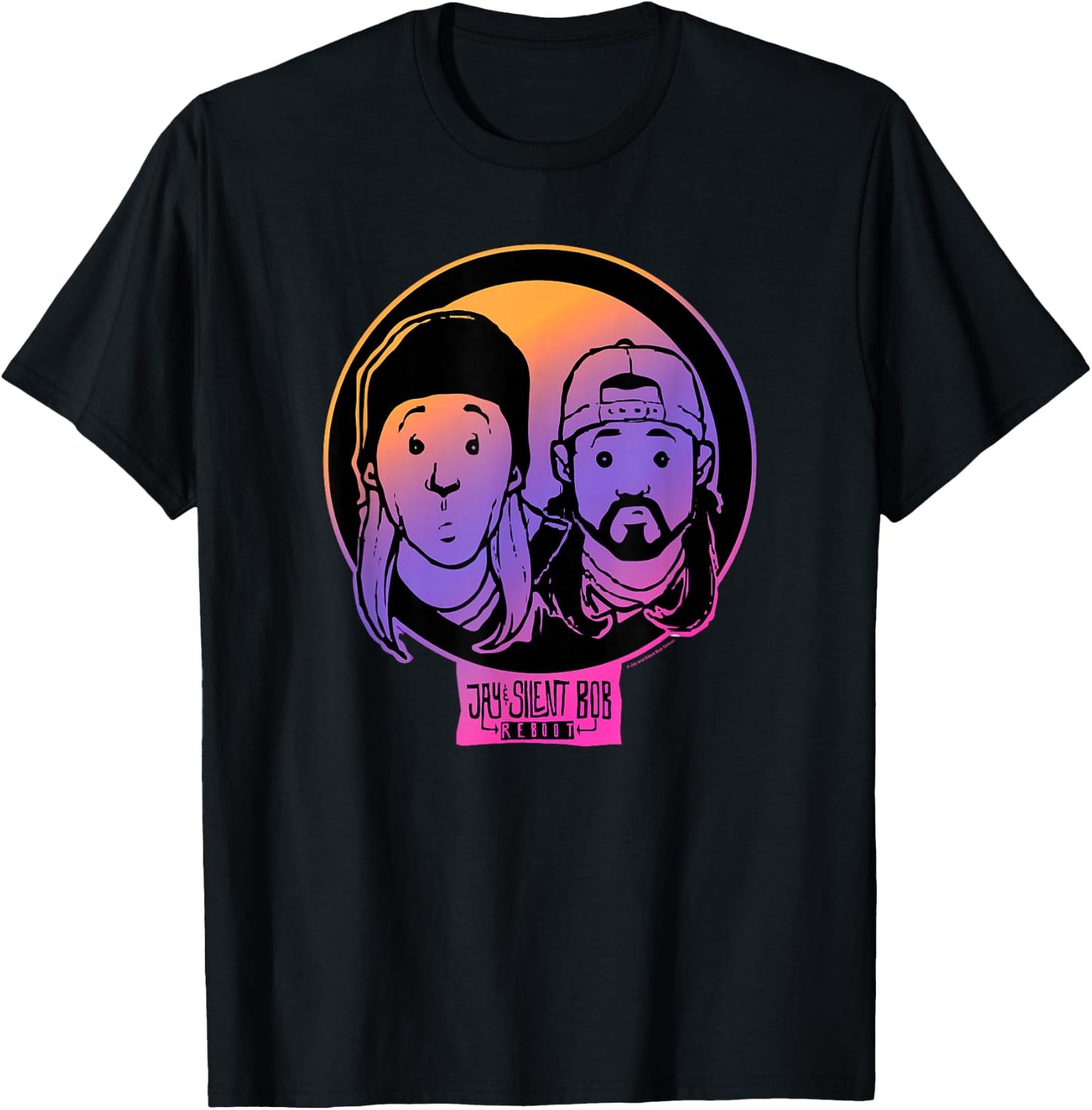 Jay & Silent Bob Colorful Cartoon Gradient Portraits T-Shirt - T-Shirt | Black