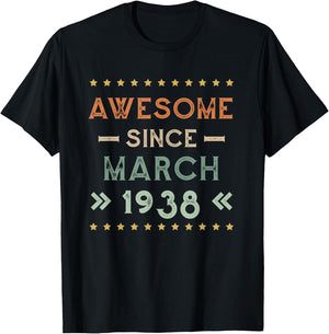Awesome Since March 1938 Birthday Design T-Shirt - T-Shirt | Black