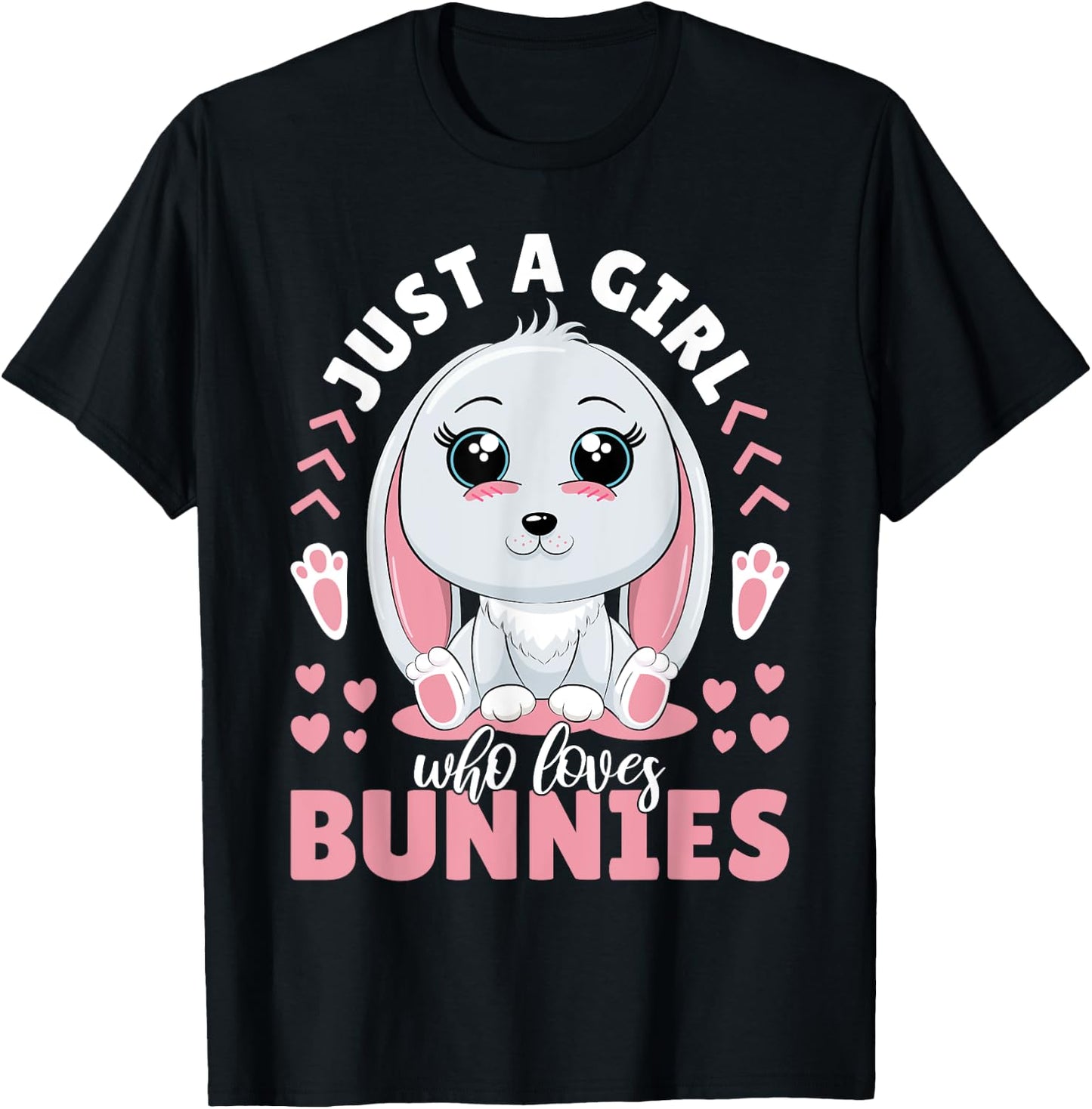 Just A Girl Who Loves Bunnies Women Rabbit Lover Cute Bunny T-Shirt - T-Shirt | Black