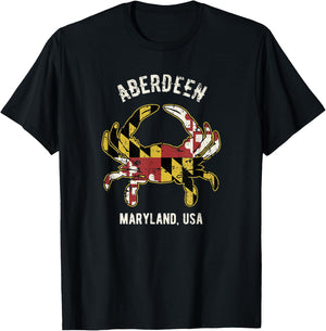 Aberdeen Maryland USA Crab Vintage Distressed Style Design T-Shirt - T-Shirt | Black