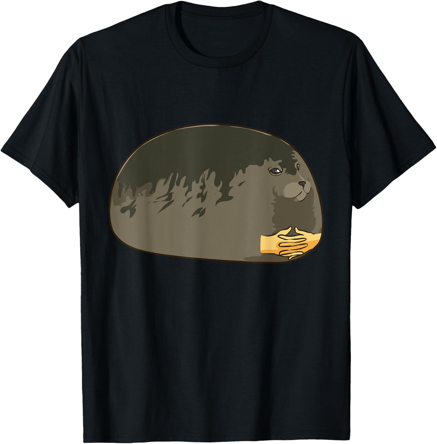 Seal With Hands Crossed Meme Cute Chubby Seal Dank Meme T-Shirt - T-Shirt | Black