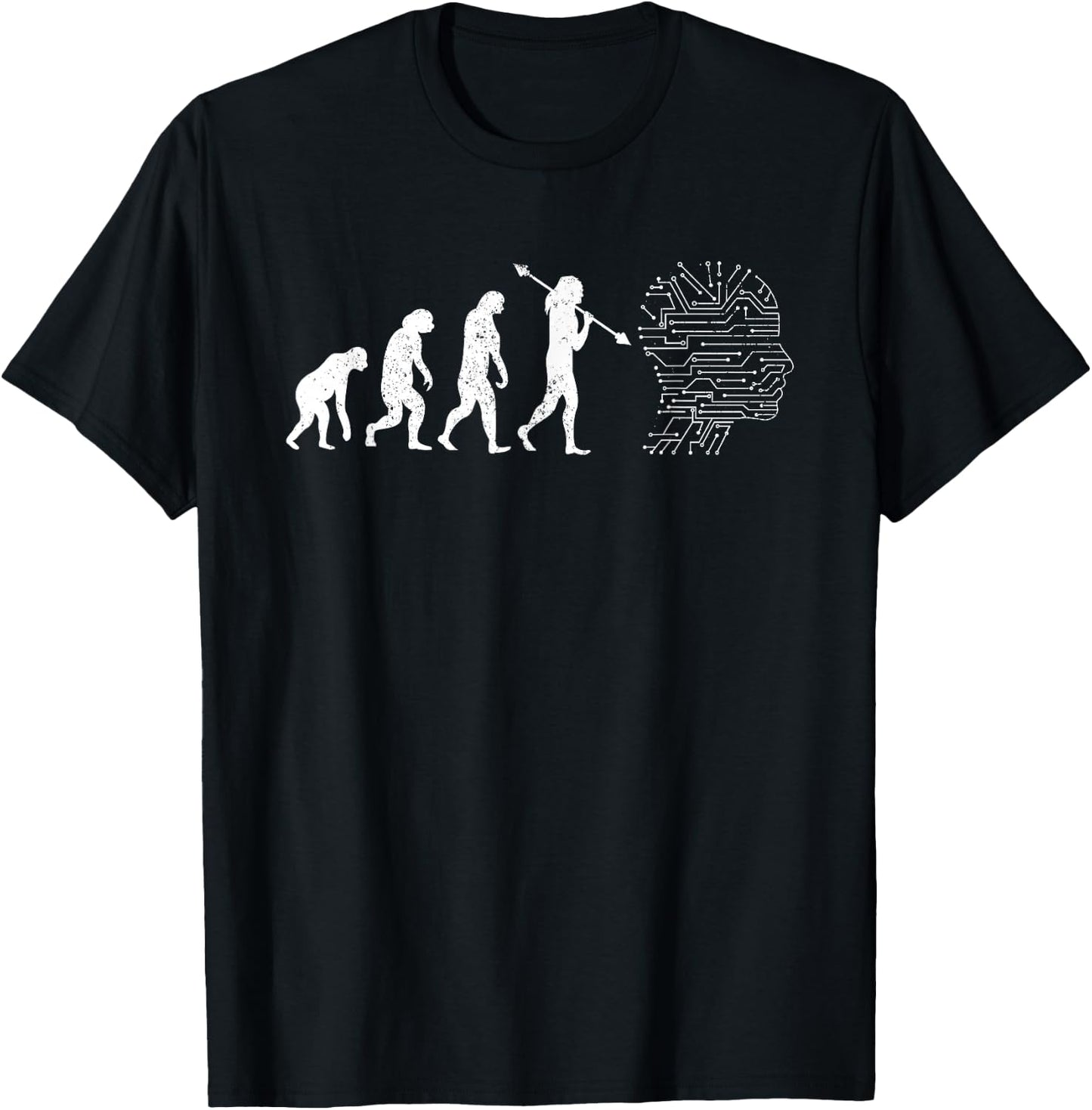 AI Evolution Funny Artificial Intelligence , black T-Shirt - T-Shirt | Black