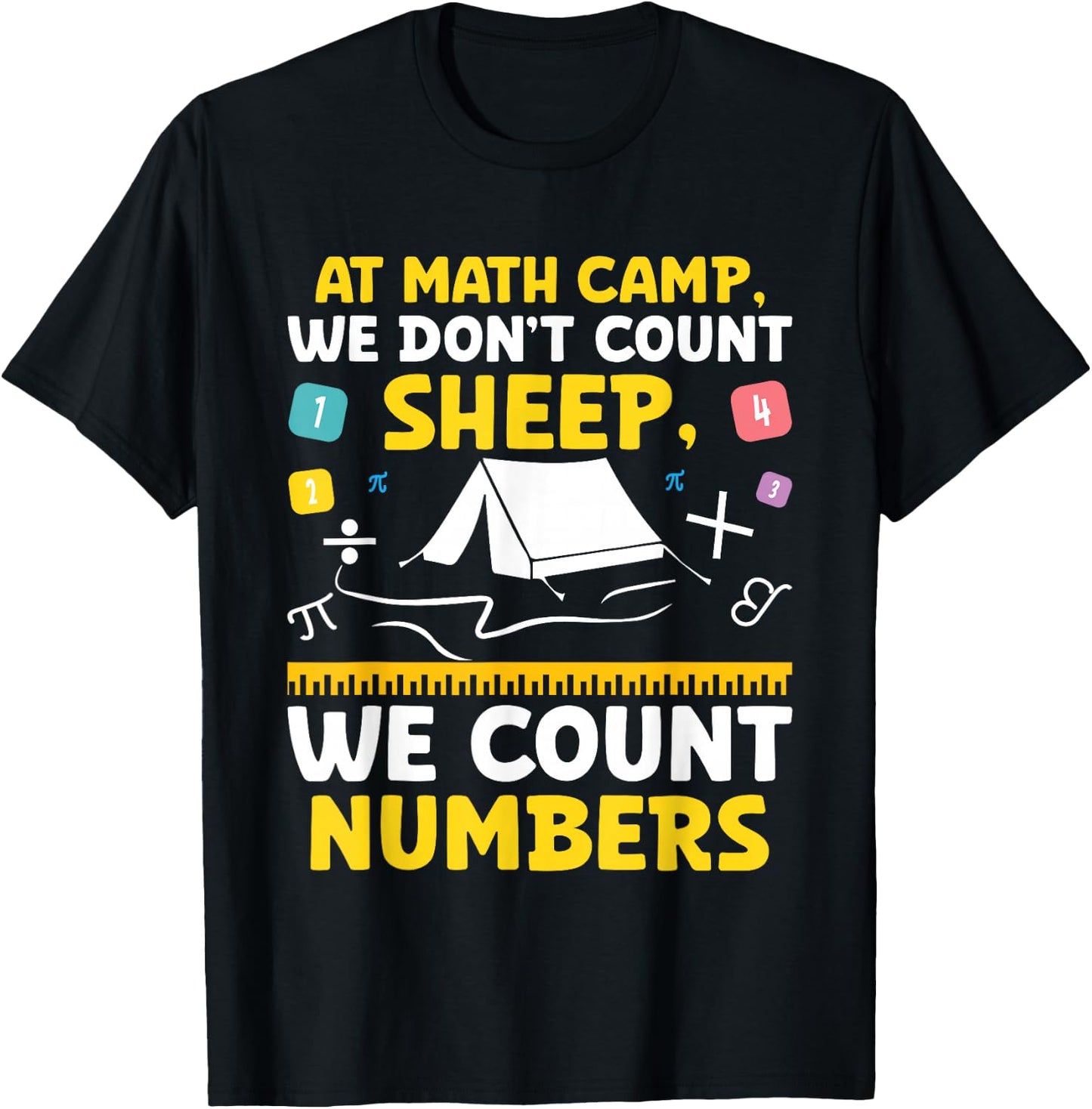Math Camp Math Camper Mathematician Camping Mathematics T-Shirt - T-Shirt | Black