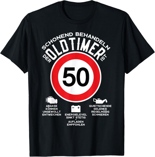 TEMPO 50 YEARS GENTLE TREATING OLDTIMER 50th BIRTHDAY , black T-Shirt - T-Shirt | Black