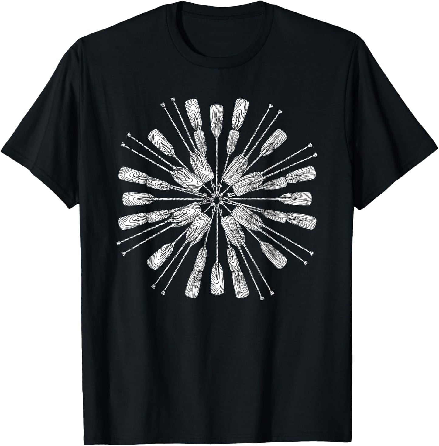 Oar Mandala - Kayak Canoe & Boating Art Design T-Shirt - T-Shirt | Black