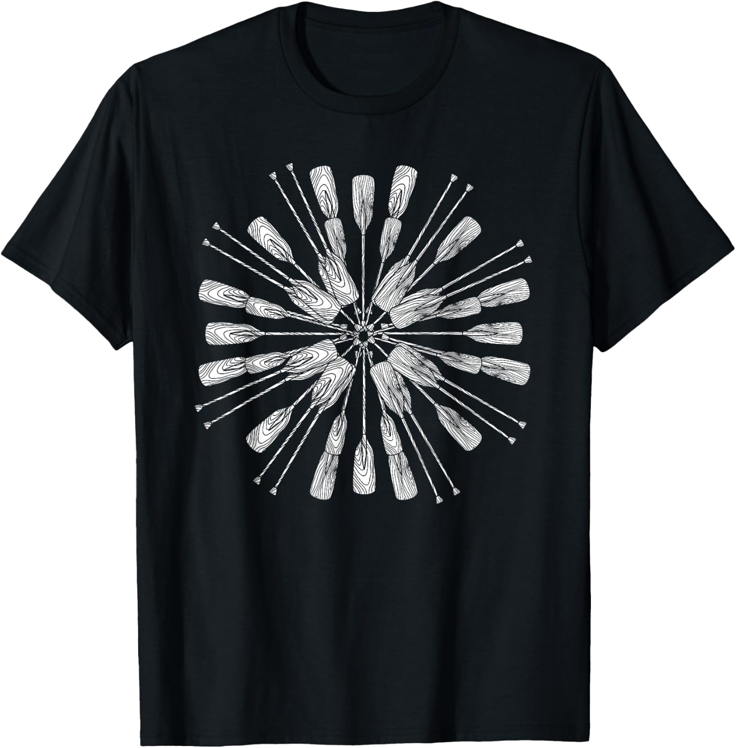 Oar Mandala - Kayak Canoe & Boating Art Design T-Shirt - T-Shirt | Black