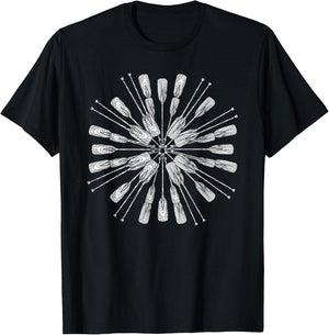 Oar Mandala - Kayak Canoe & Boating Art Design T-Shirt - T-Shirt | Black