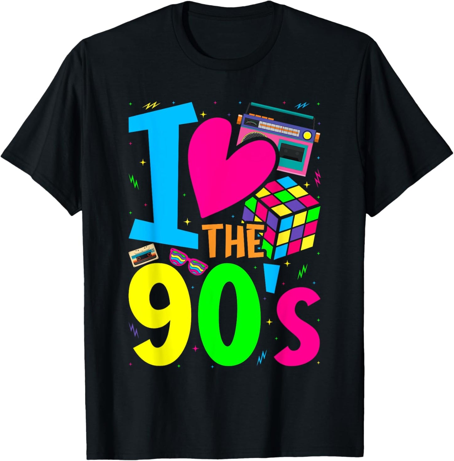 I Love The 90s Clothes and Men Party Funny T-Shirt - T-Shirt | Black