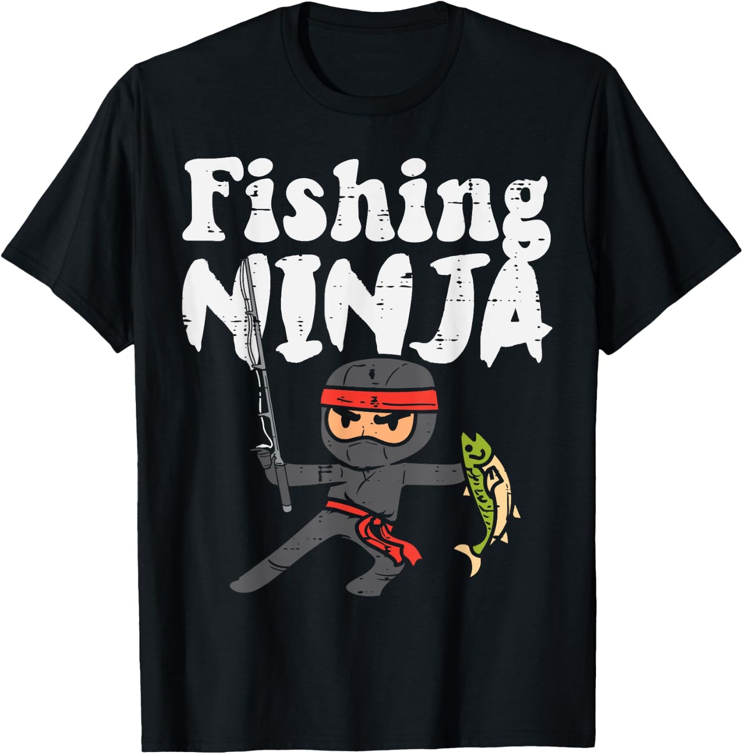Fishing Ninja Cute Fish Lover Boys Girls Kids Toddler Youth T-Shirt - T-Shirt | Black