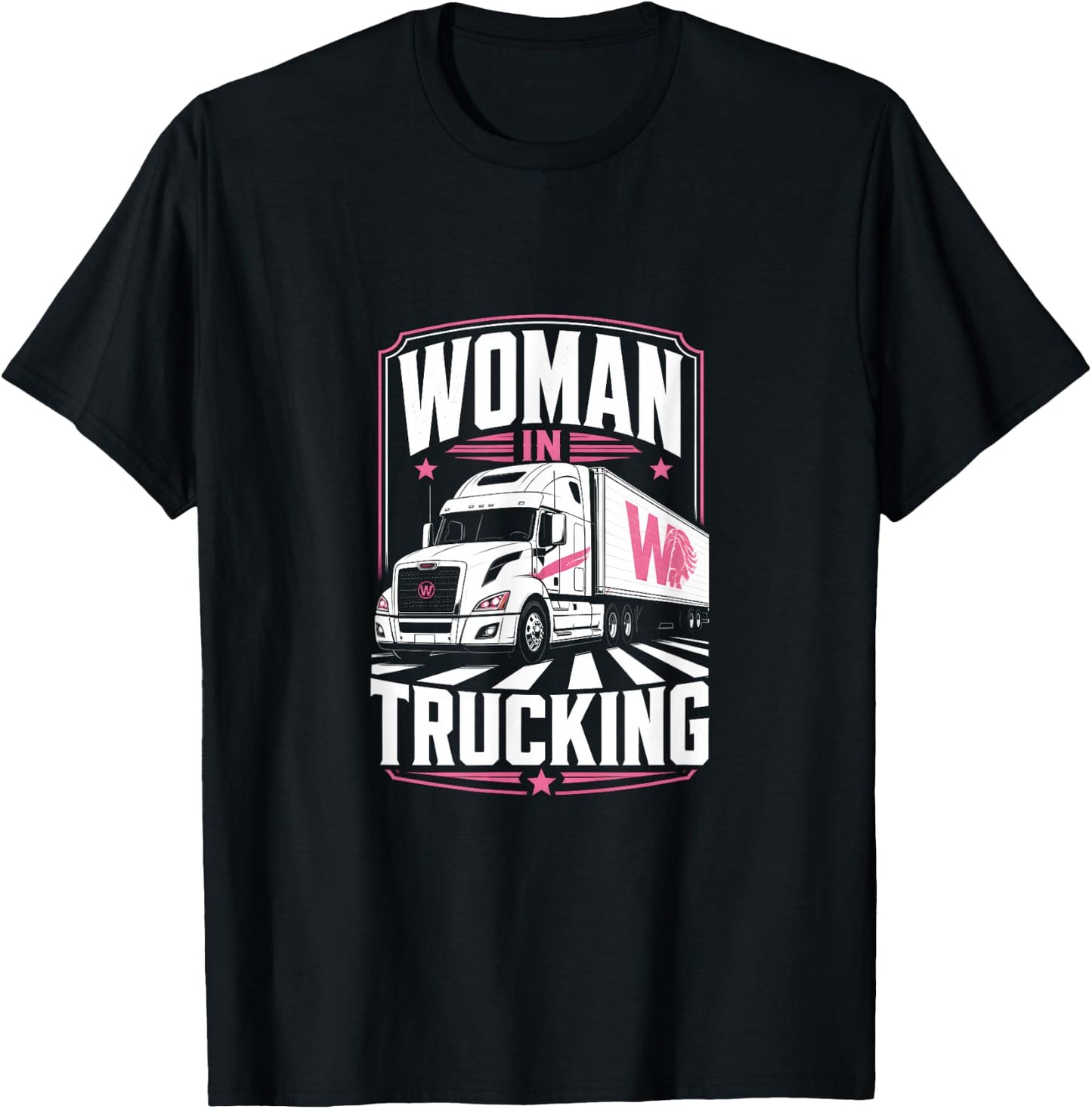 Women in Trucking Female Semi Driver Lady Trucker T-Shirt - T-Shirt | Black