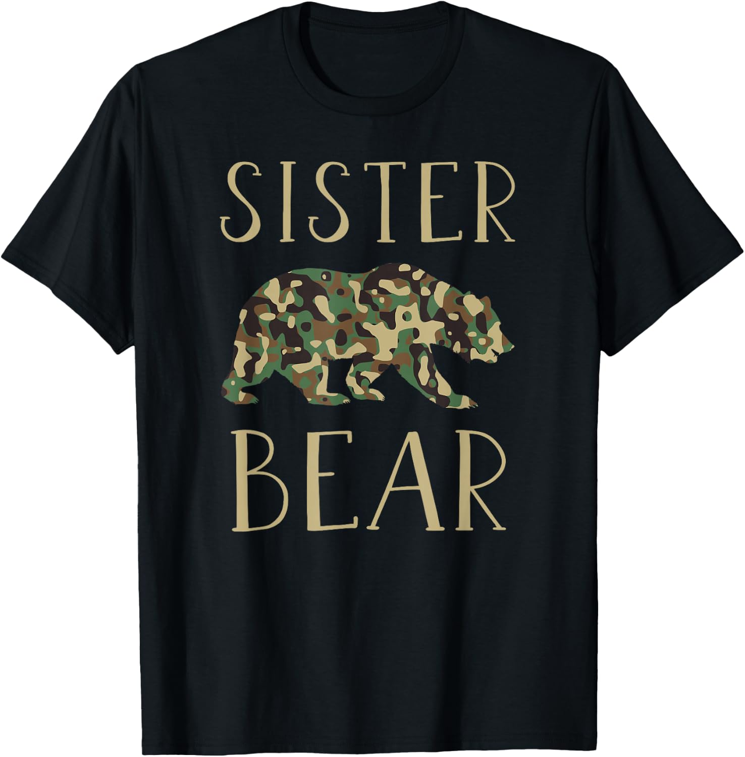 Sister Bear Camo I Family Matching Camouflage T-Shirt - T-Shirt | Black
