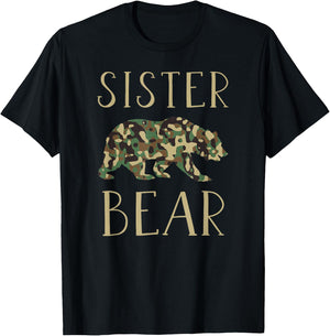 Sister Bear Camo I Family Matching Camouflage T-Shirt - T-Shirt | Black