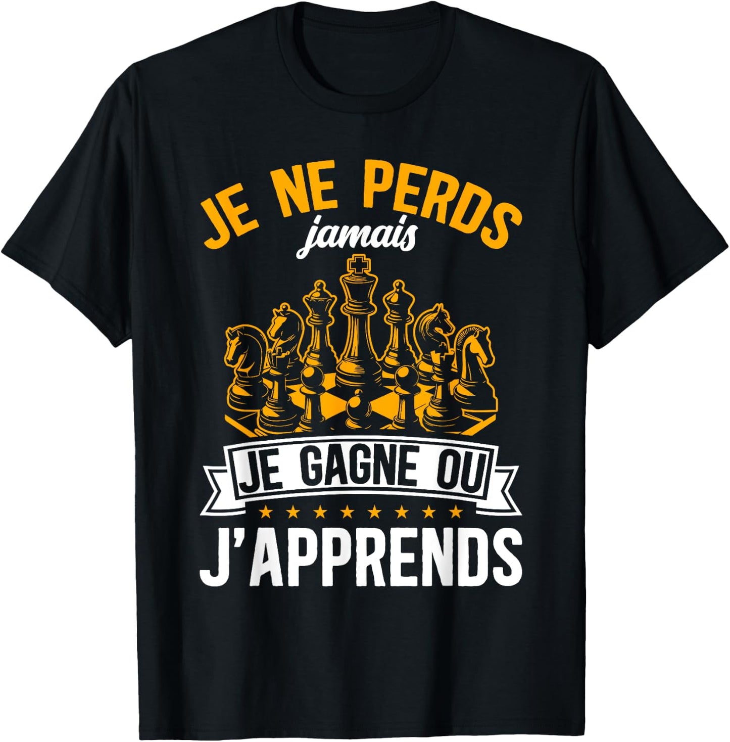 Funny I Never Lose I Win Or I Learn Chess , Black, S T-Shirt - T-Shirt | Black