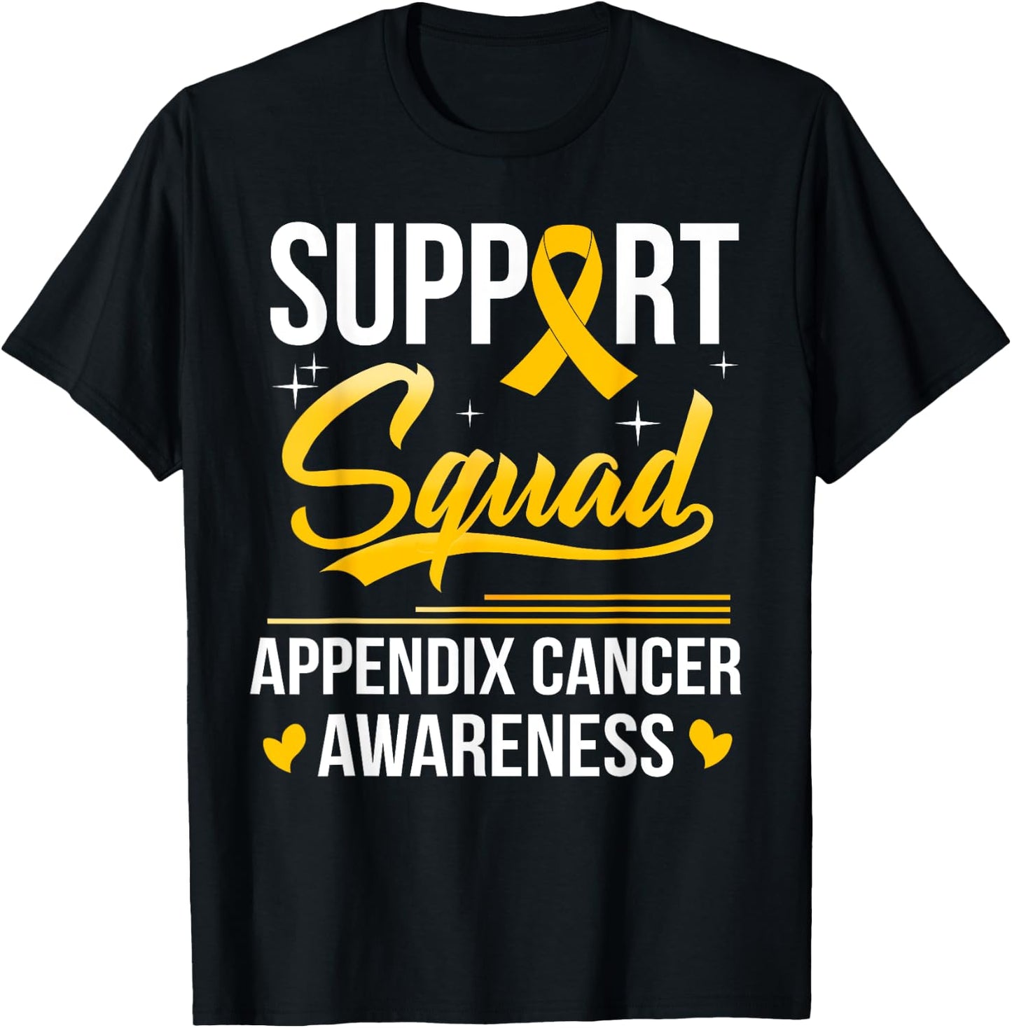 Support Squad Appendix Cancer Awareness amber Men Women T-Shirt - T-Shirt | Black