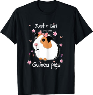 Just a Girl Who Loves Guinea Pigs - Cute Pets Lover Gift T-Shirt - T-Shirt | Black