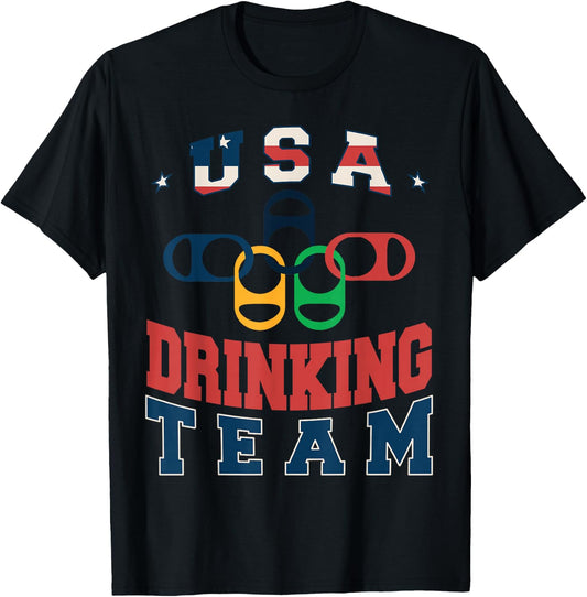 USA Drinking Team Beer Party Memorial Day American Flag T-Shirt - T-Shirt | Black