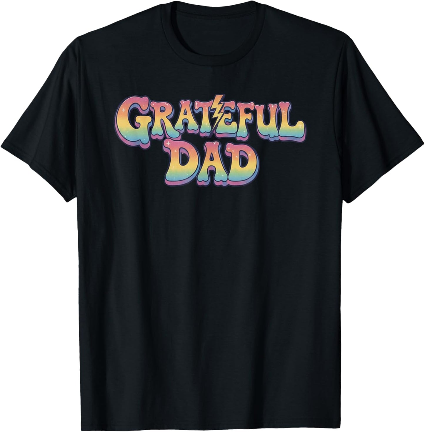 Grateful Dad Retro Rainbow Lettering Grateful Dad T-Shirt - T-Shirt | Black