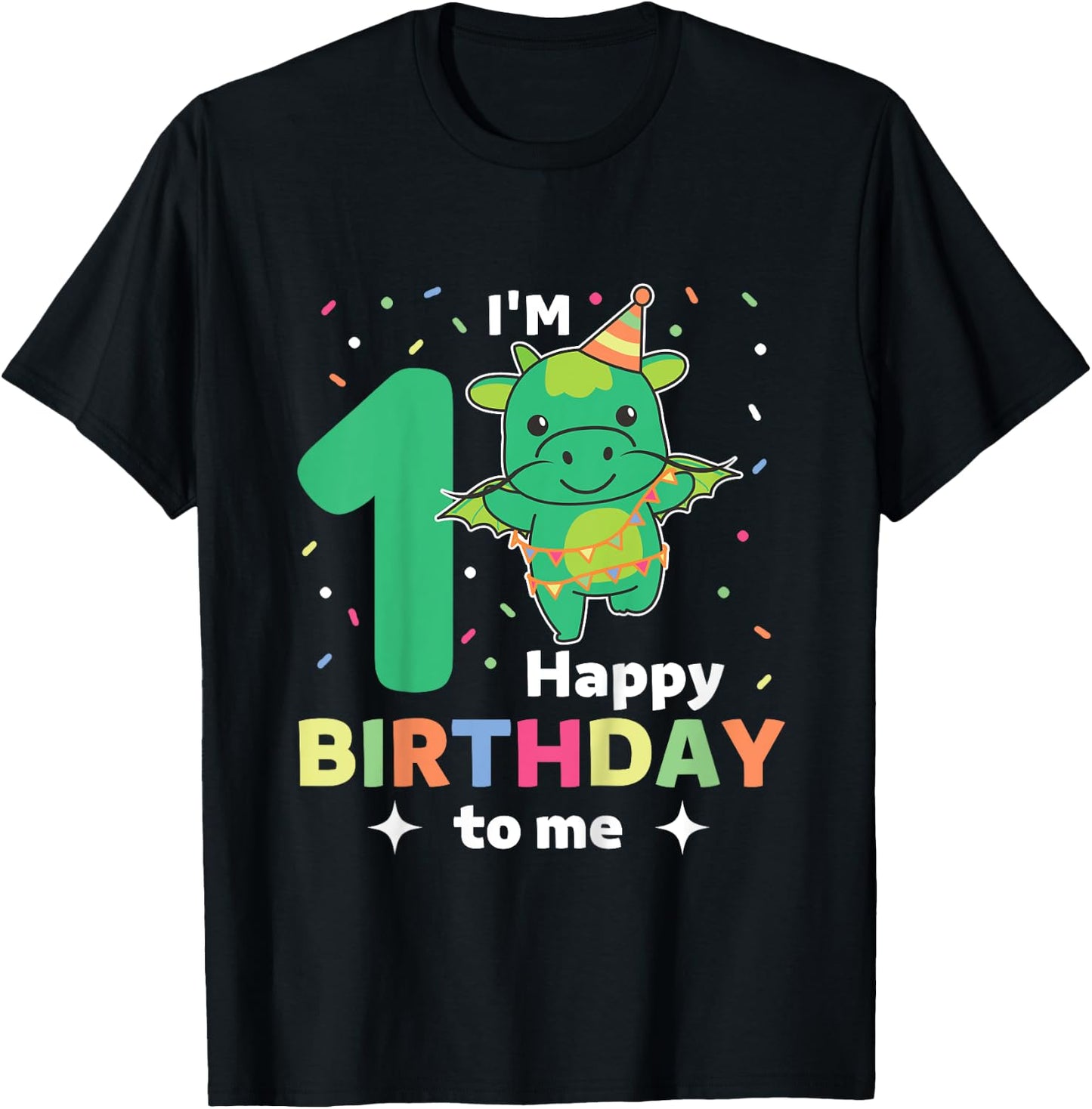 Dragon For 1st Birthday For Children One Year Old Dragon T-Shirt - T-Shirt | Black