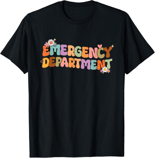 Groovy Emergency Nurse ED Nurse ER Emergency Department T-Shirt - T-Shirt | Black