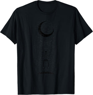 Skeleton Swinging on Moon Gothic Halloween Costume T-Shirt - T-Shirt | Black