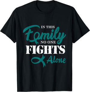 Ovarian Cancer Fight Cancer Ribbon T-Shirt - T-Shirt | Black