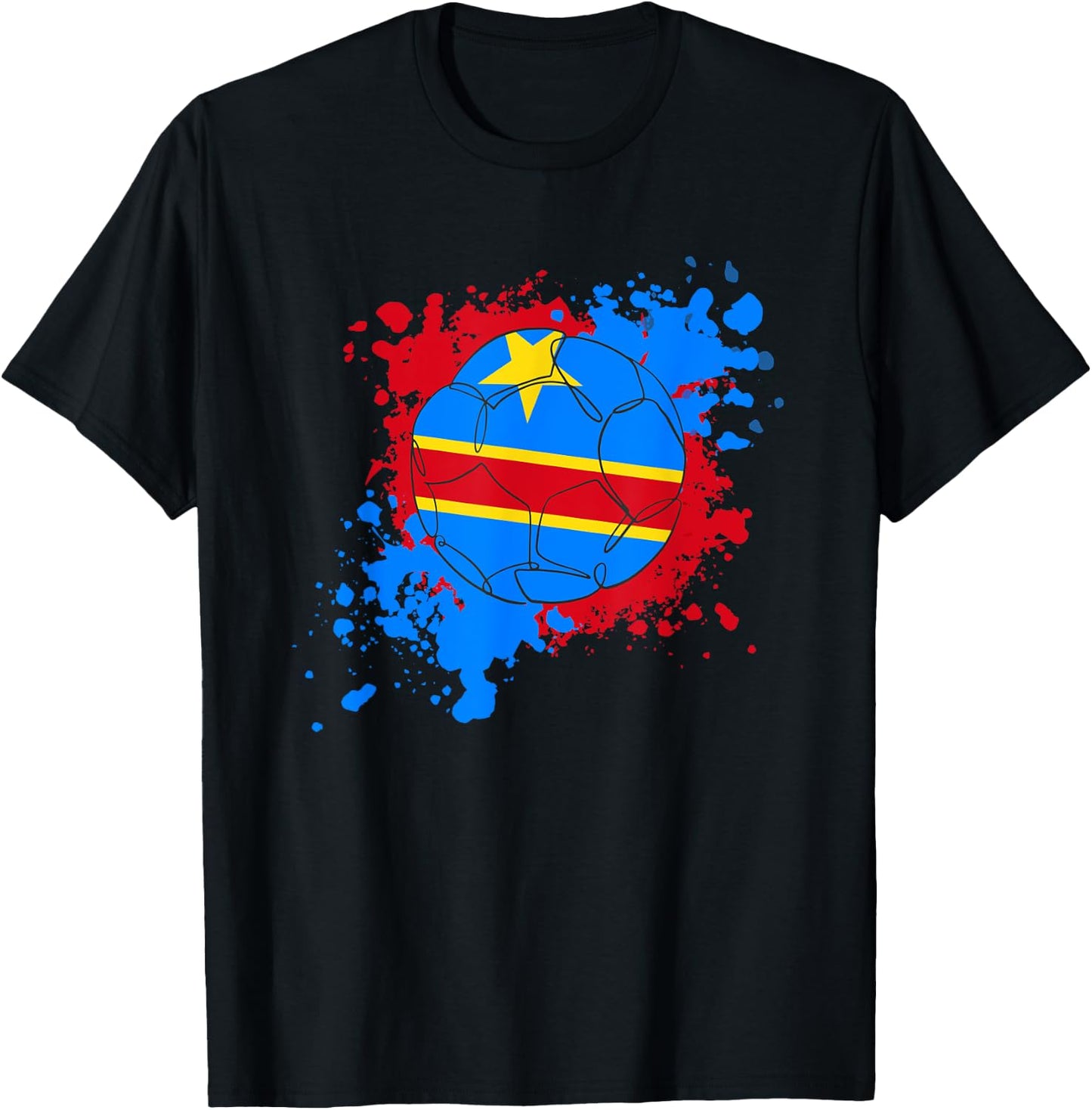 Soccer Ball With The Flag Of DR Congo T-Shirt - T-Shirt | Black