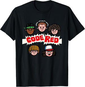 Stranger Things Dustin & Co Code Red , blue T-Shirt - T-Shirt | Black